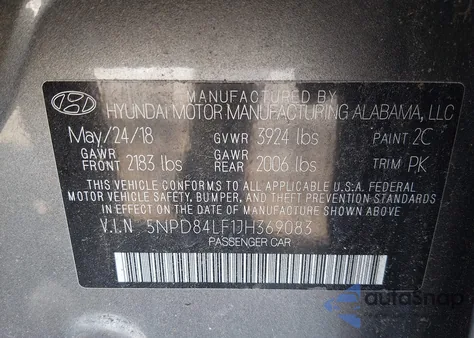 2018 Hyundai Elantra Value Edition z USA, uszkodzony, nr VIN 5NPD84LF1JH369083